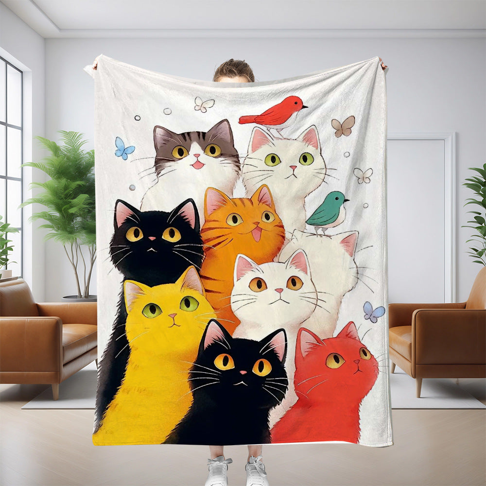 Cat Pattern Flannel Blanket