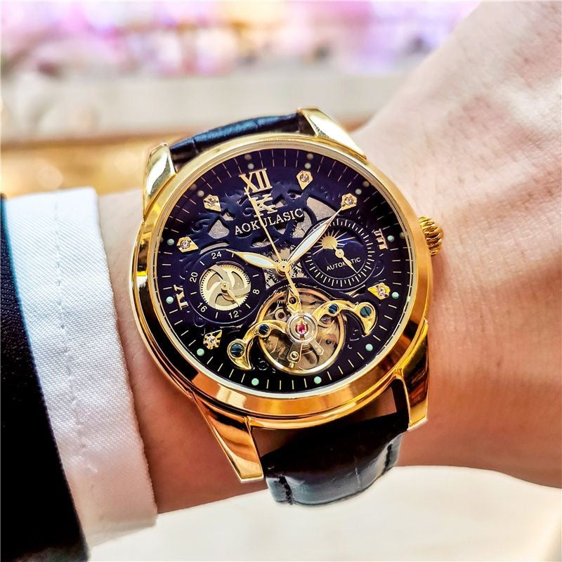 Skeletonized Mechanical Business Men's Watch