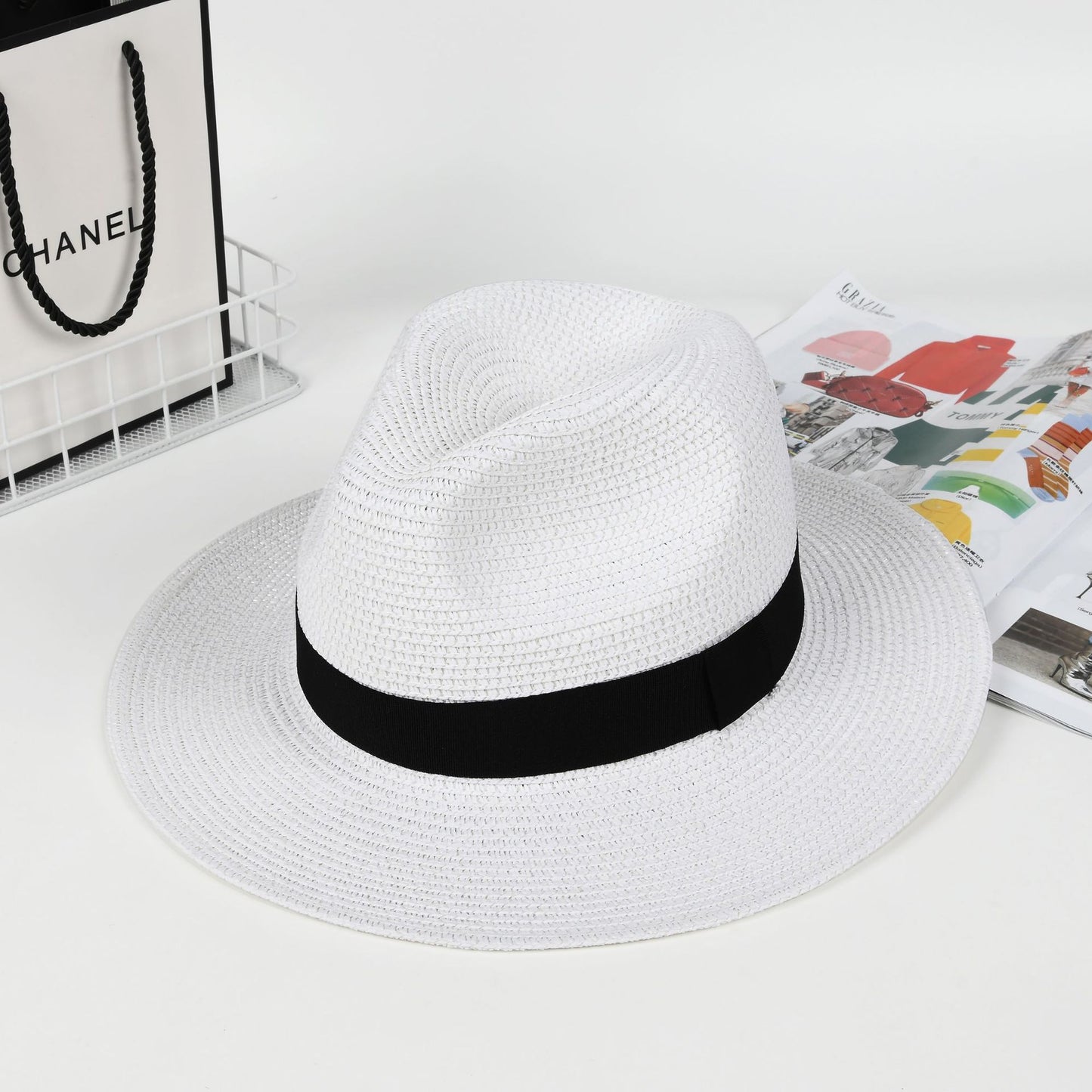 # Men's Simple Panama Hat Summer Sun Protection Sunshade Hat