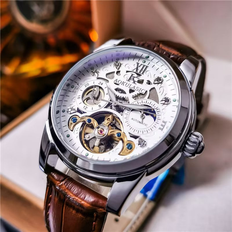 Skeletonized Mechanical Business Men's Watch