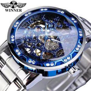 Stylish Casual Skeletonized Rhinestone Men's Mechanical Watch