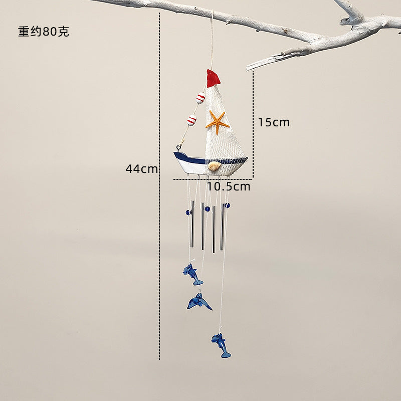 # Mediterranean Sailboat and Dolphin Creative Wind Chime Ornament