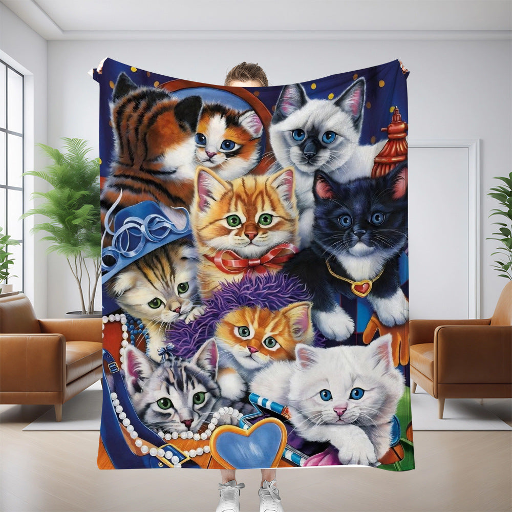 Cat Pattern Flannel Blanket