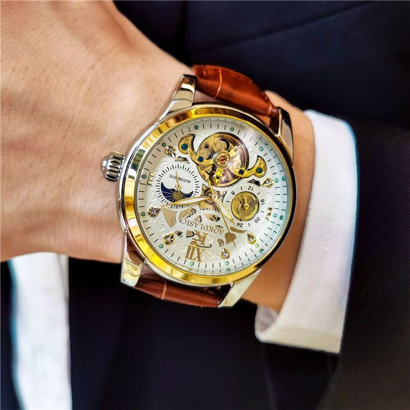 Skeletonized Mechanical Business Men's Watch