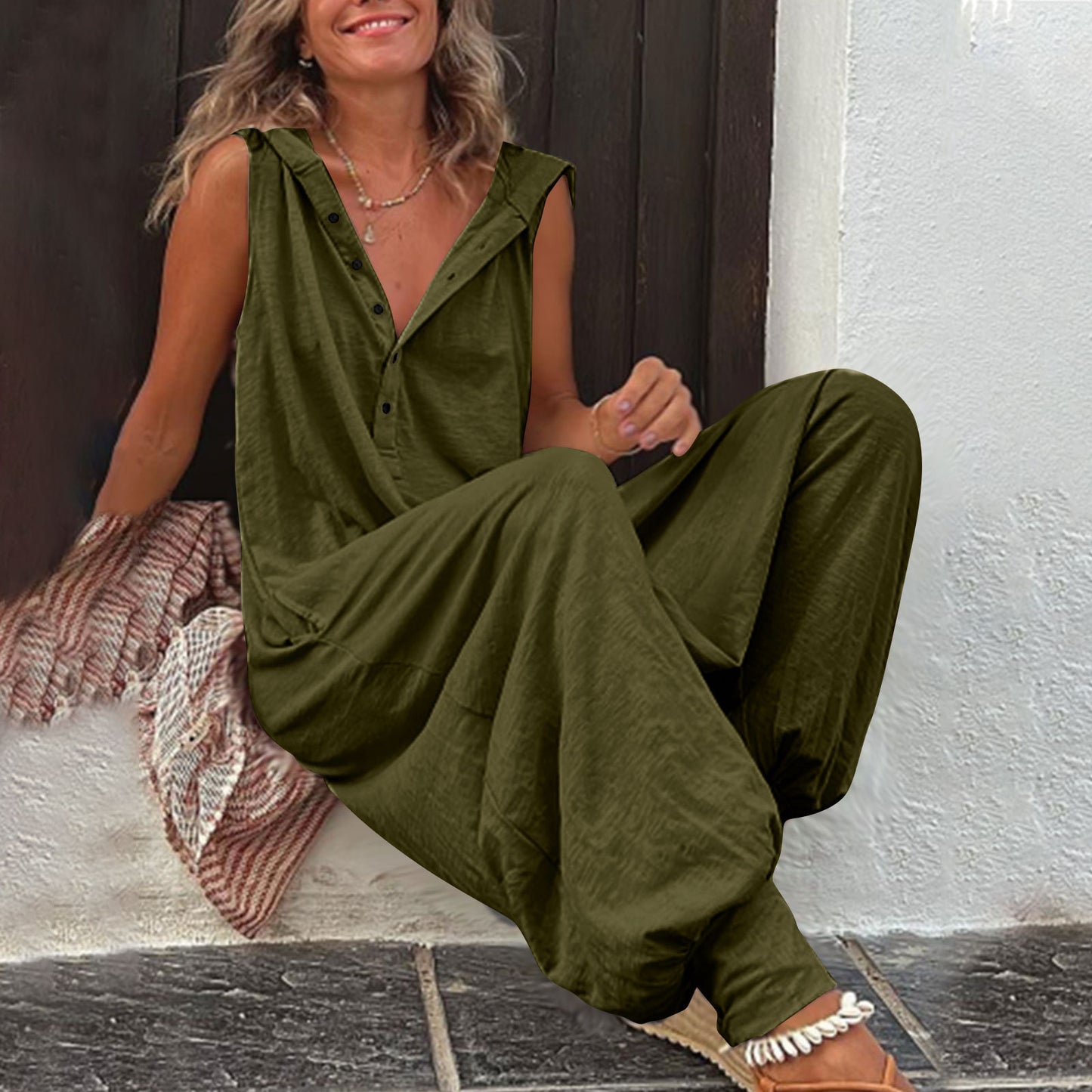 Hooded Sleeveless Pants Set