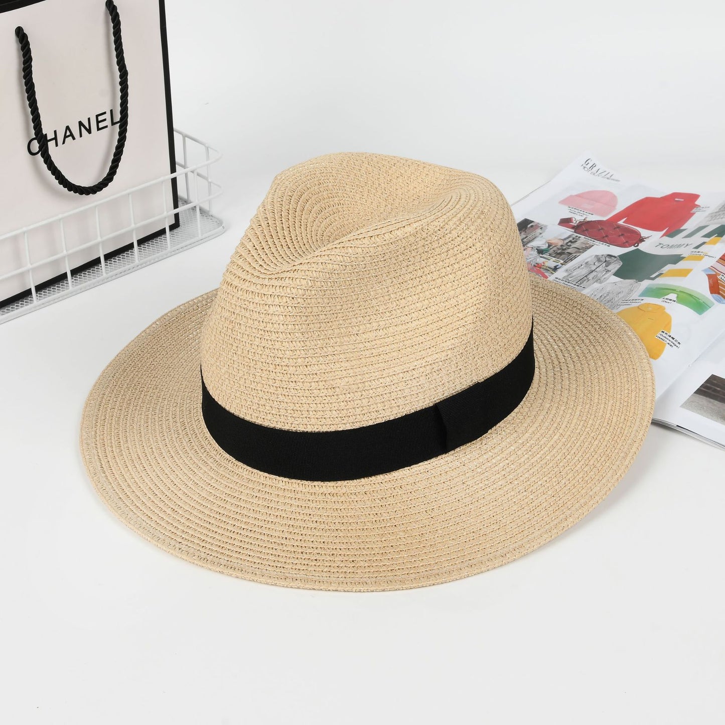 # Men's Simple Panama Hat Summer Sun Protection Sunshade Hat