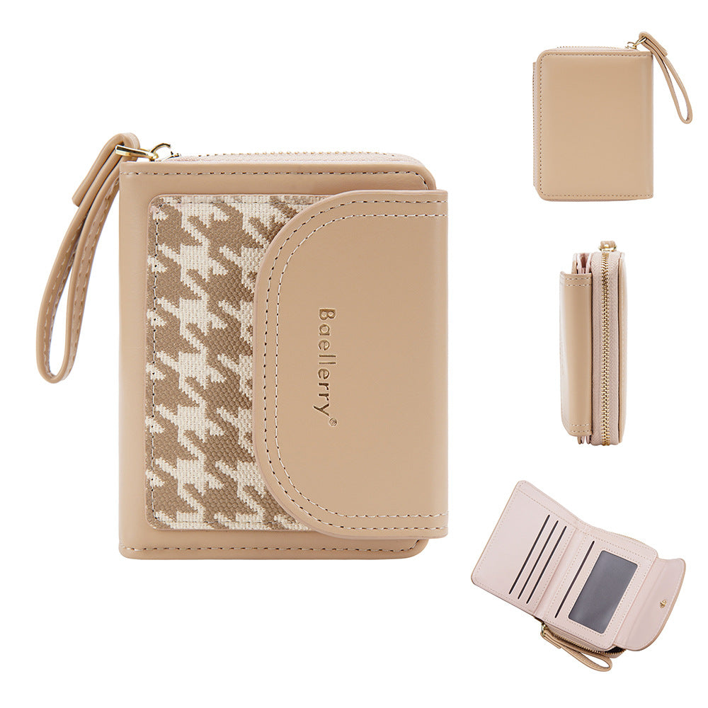 Women's Short Color-Blocked Zipper Coin Purse