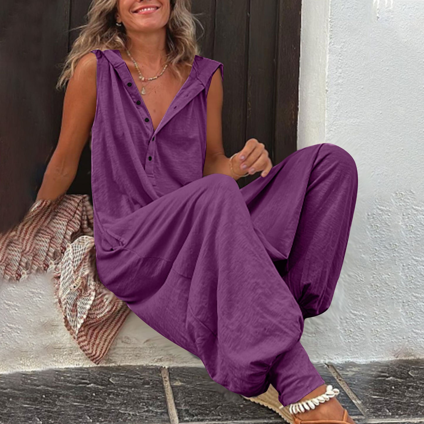 Hooded Sleeveless Pants Set