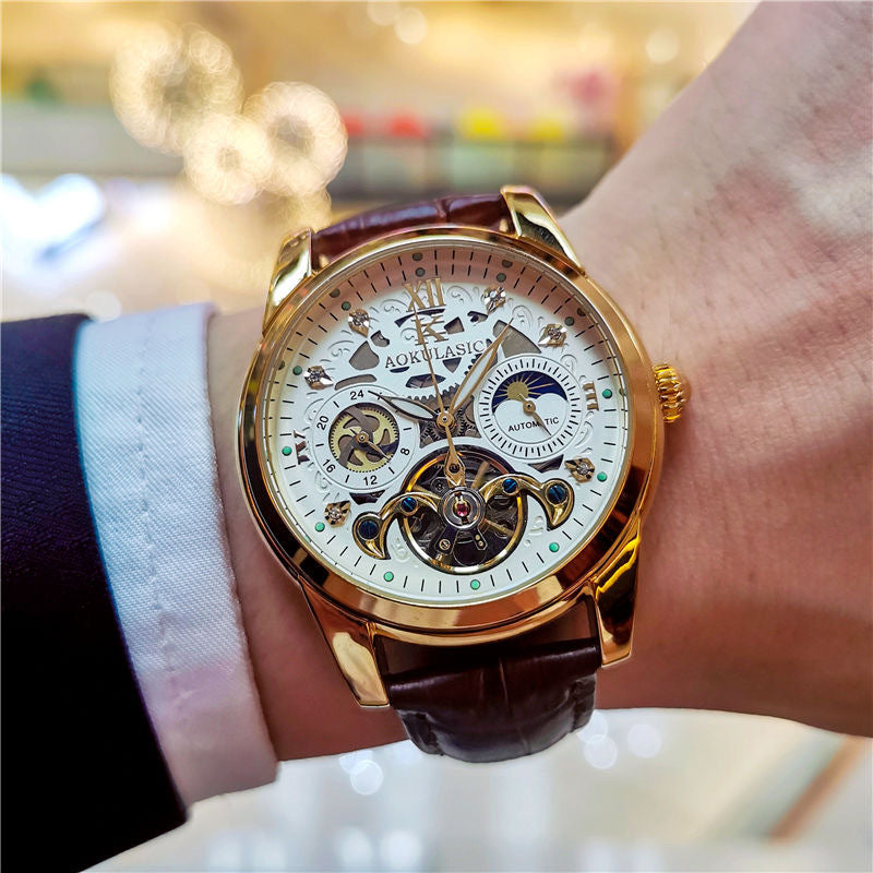 Skeletonized Mechanical Business Men's Watch