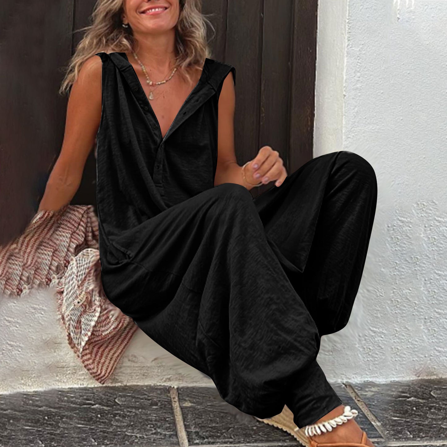 Hooded Sleeveless Pants Set