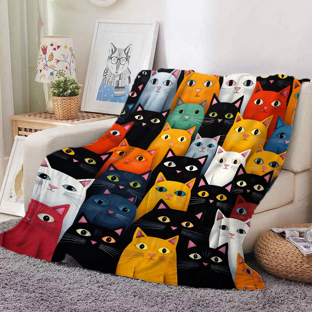 Cat Pattern Flannel Blanket