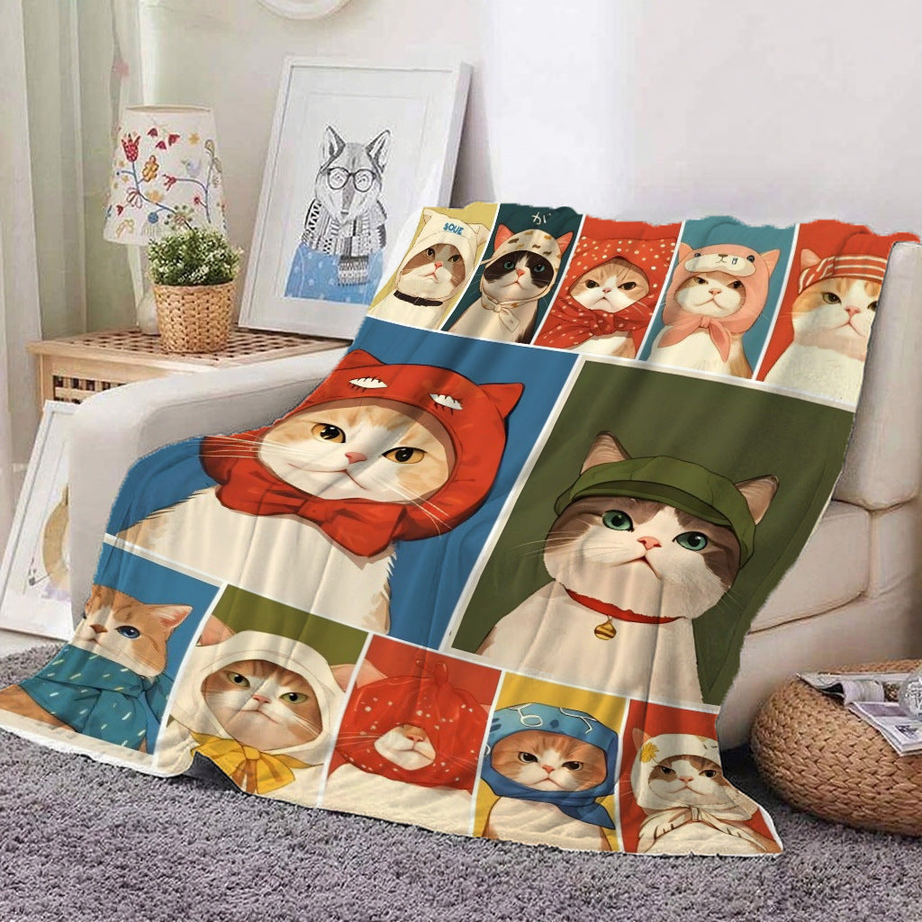 Cat Pattern Flannel Blanket