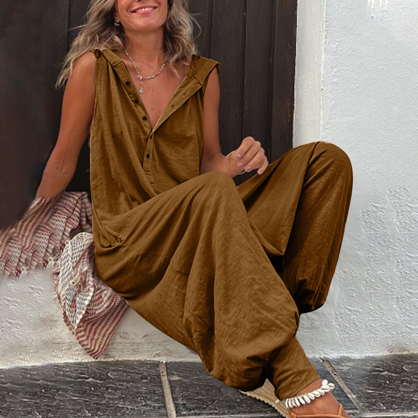 Hooded Sleeveless Pants Set