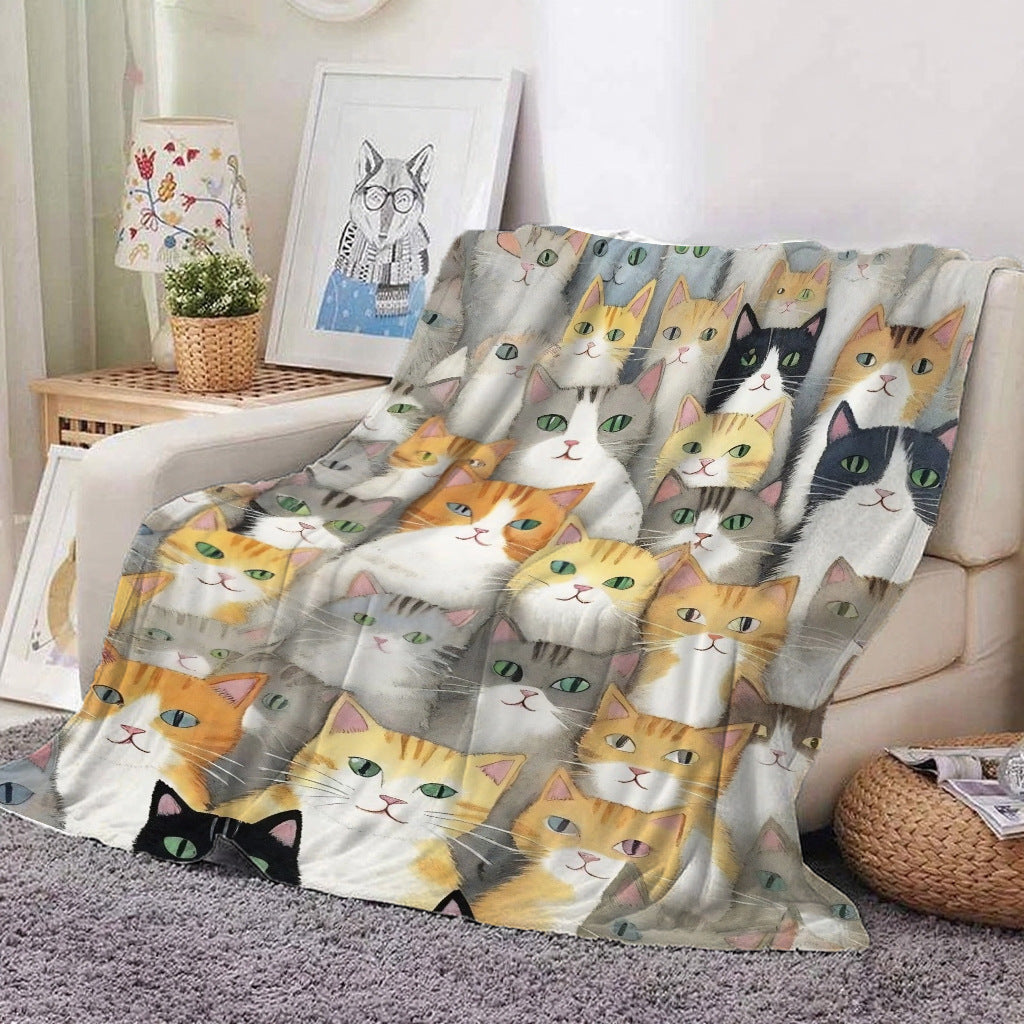 Cat Pattern Flannel Blanket