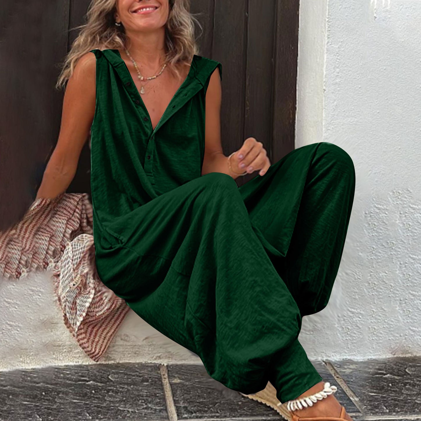 Hooded Sleeveless Pants Set