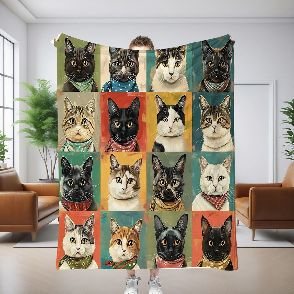 Cat Pattern Flannel Blanket