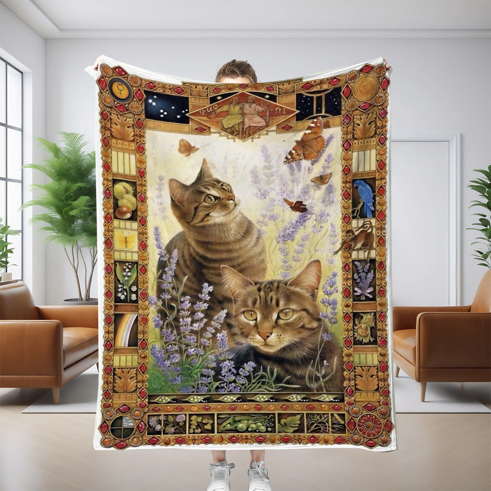 Cat Pattern Flannel Blanket