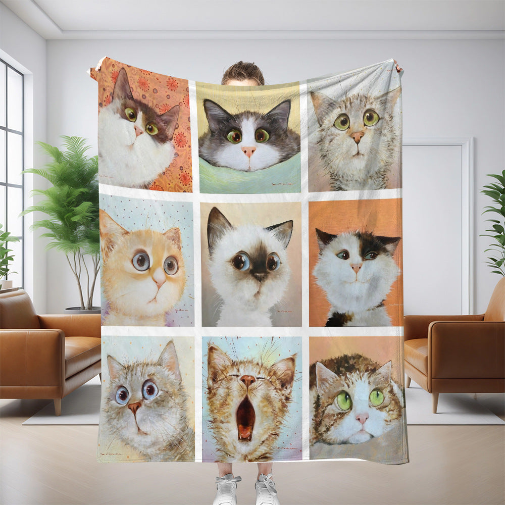 Cat Pattern Flannel Blanket