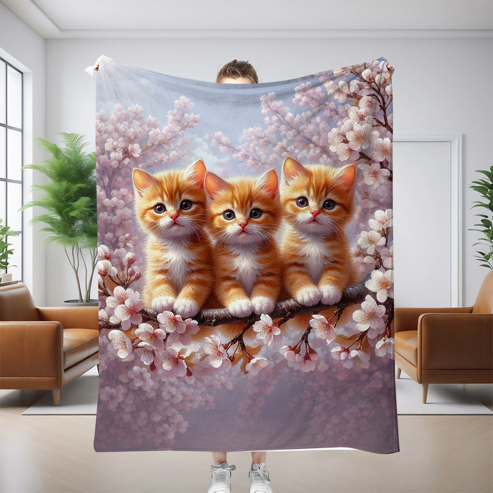 Cat Pattern Flannel Blanket