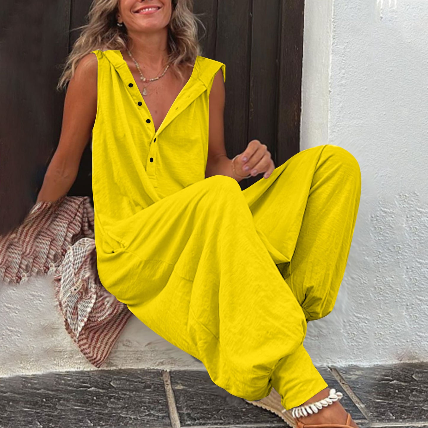 Hooded Sleeveless Pants Set
