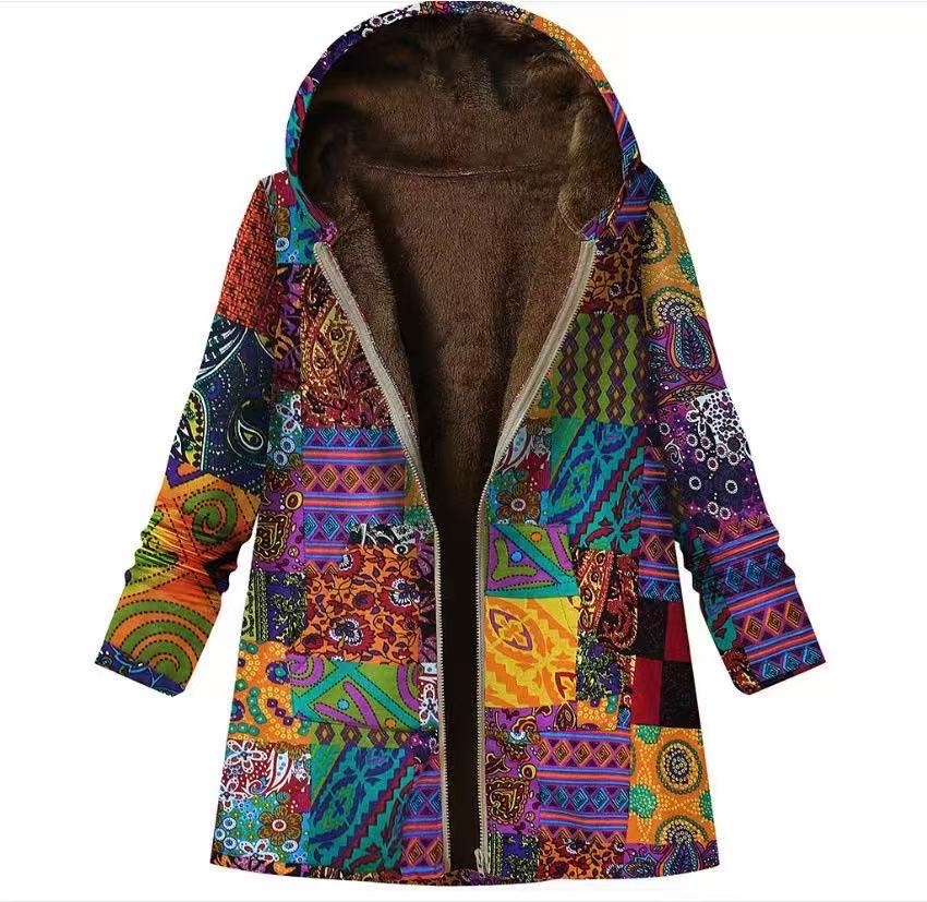 Women's Winter Printed Composite Casual Jacket