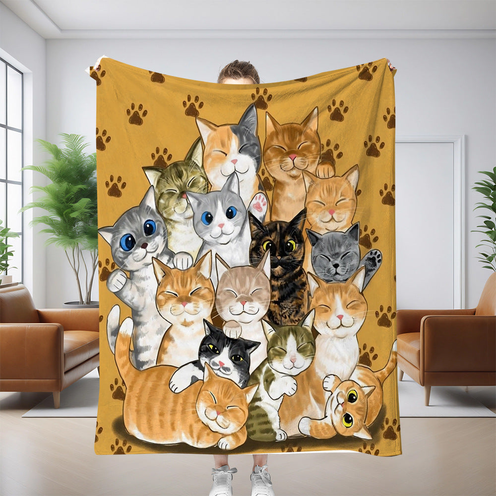 Cat Pattern Flannel Blanket