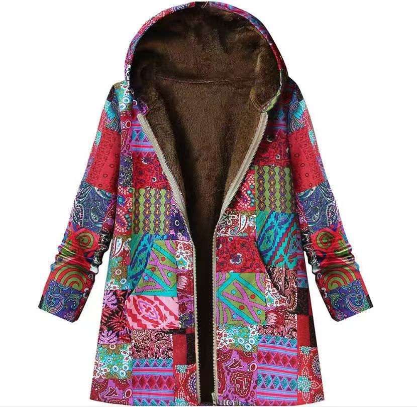 Women's Winter Printed Composite Casual Jacket