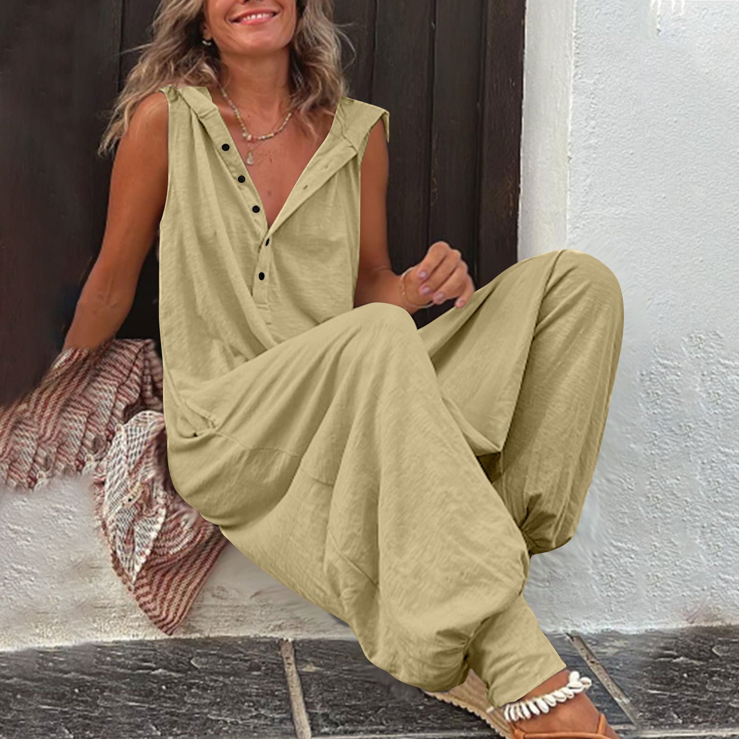 Hooded Sleeveless Pants Set