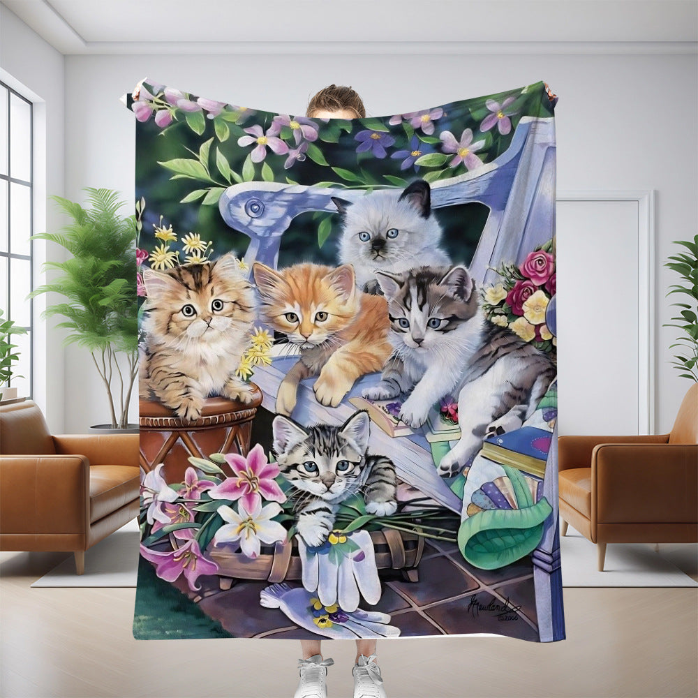Cat Pattern Flannel Blanket