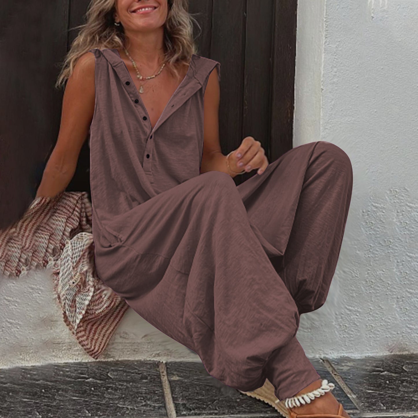 Hooded Sleeveless Pants Set