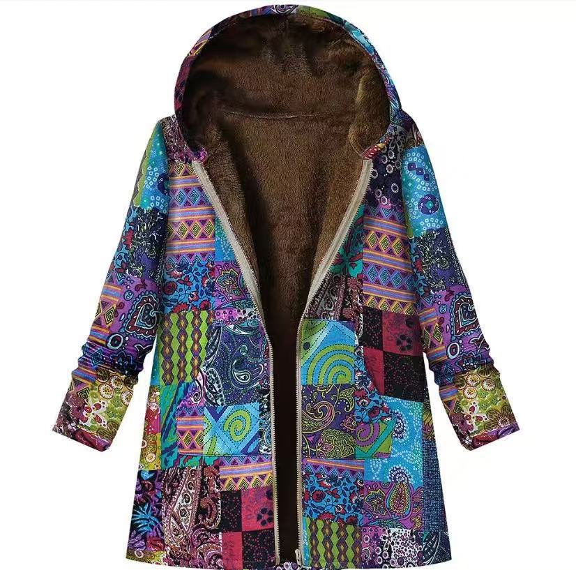 Women's Winter Printed Composite Casual Jacket