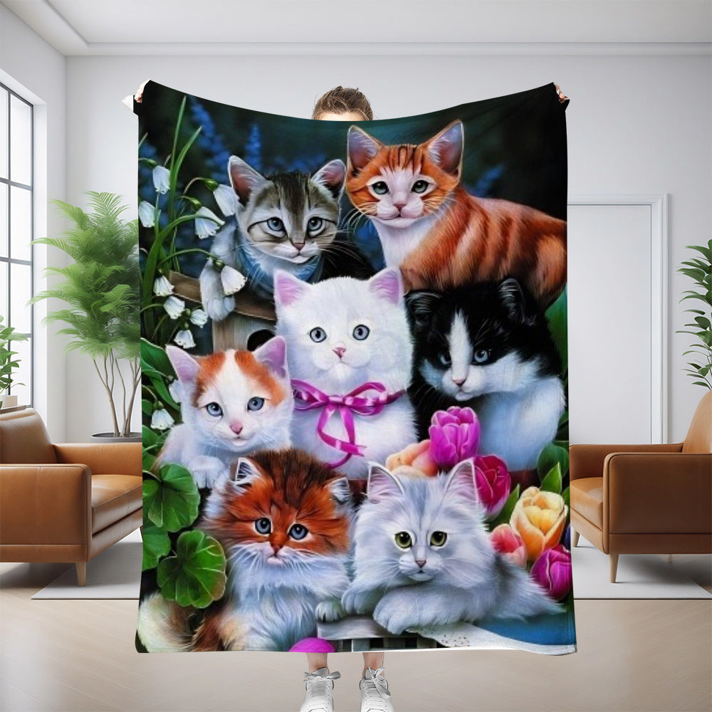 Cat Pattern Flannel Blanket