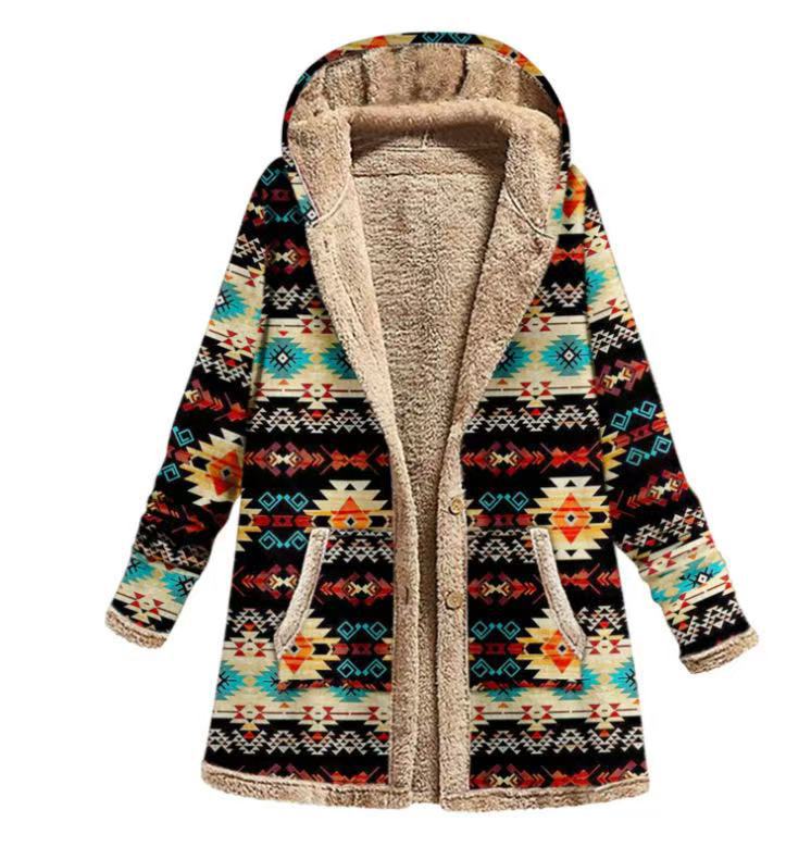 Women's Winter Printed Composite Casual Jacket