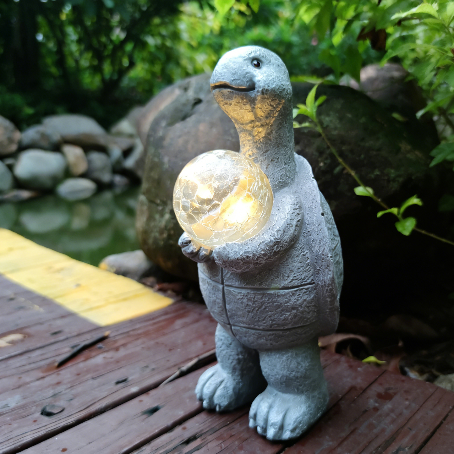 Turtle Holding a Ball Solar LED Outdoor Ornament