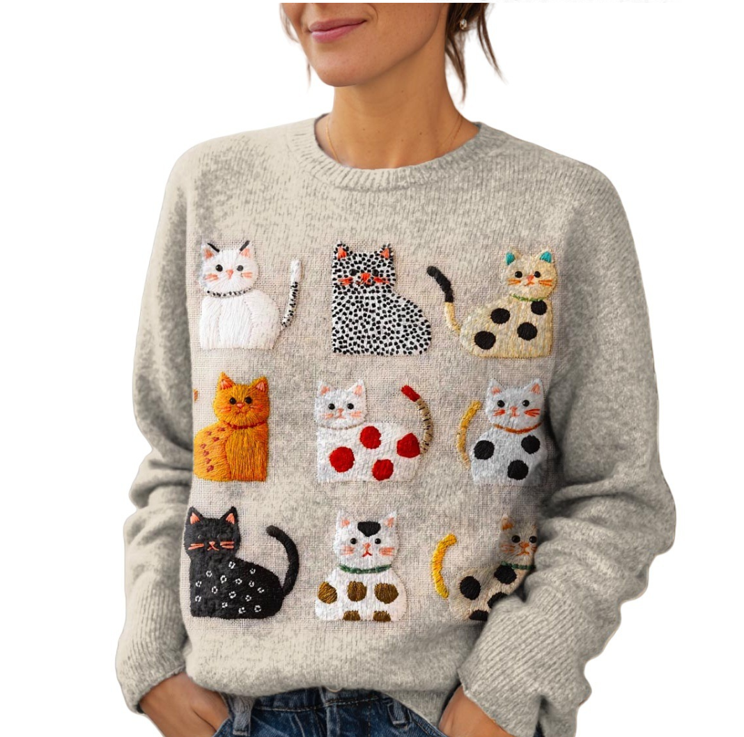 3D Digital Printed Crew Neck Knitwear for Women