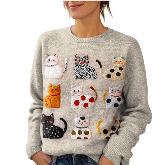 3D Digital Printed Crew Neck Knitwear for Women