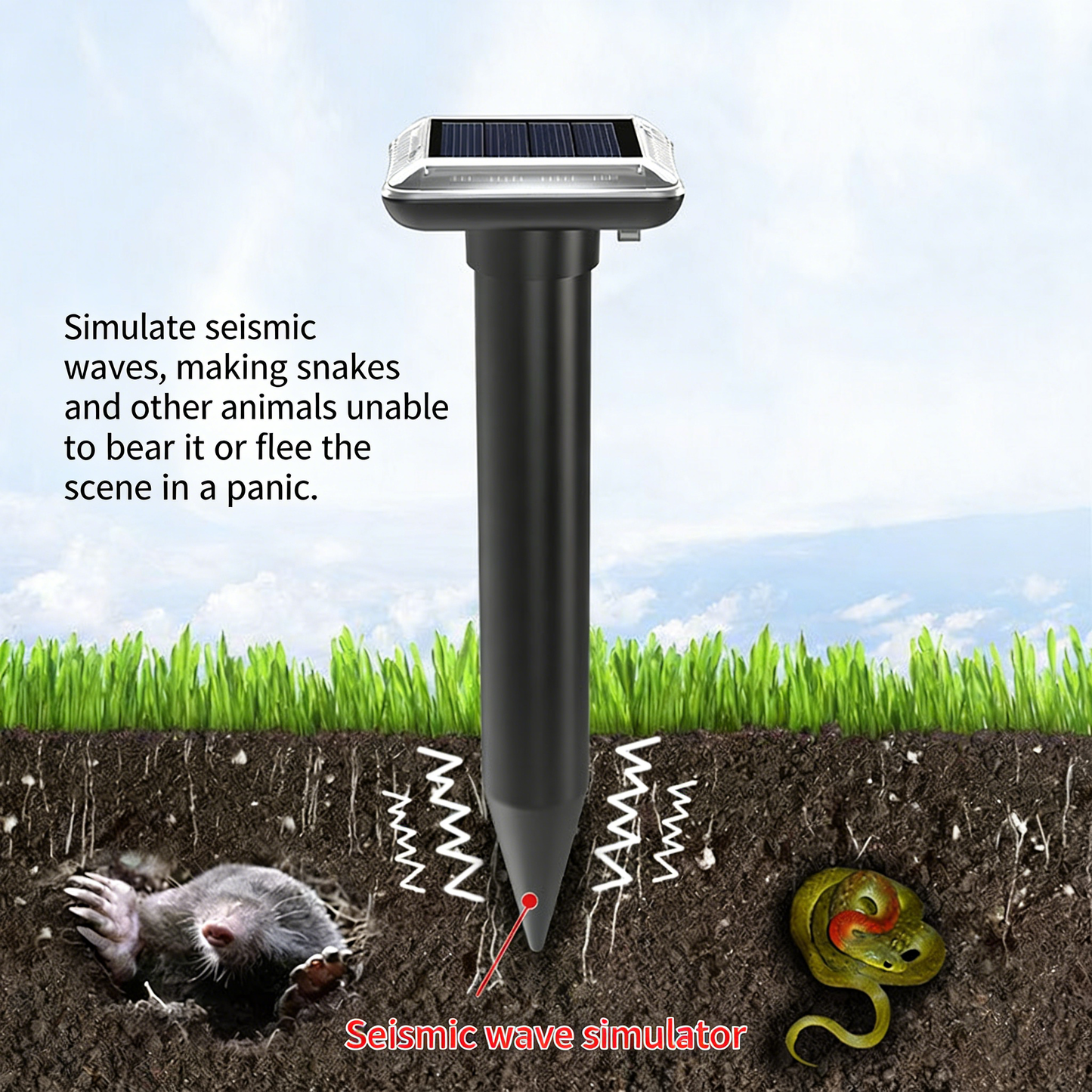 Solar-Powered Ultrasonic Rodent and Snake Repellent