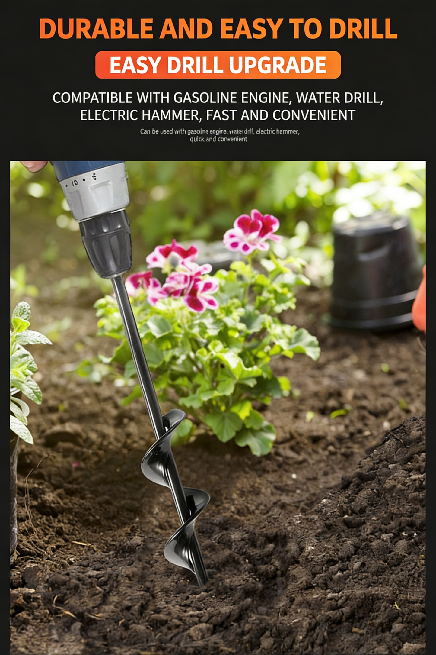 Hand-held Drill Bit with Spiral Rod for Soil Drilling