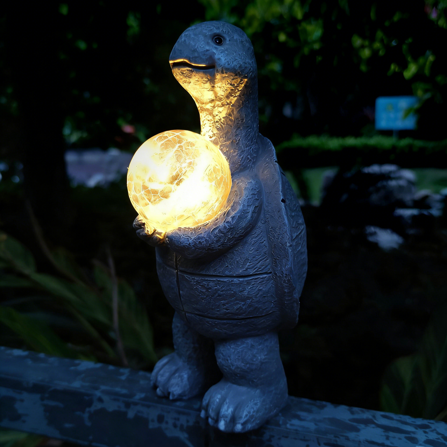 Turtle Holding a Ball Solar LED Outdoor Ornament