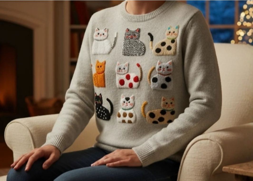 3D Digital Printed Crew Neck Knitwear for Women