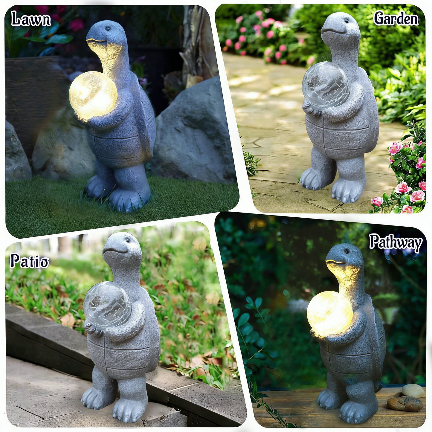 Turtle Holding a Ball Solar LED Outdoor Ornament