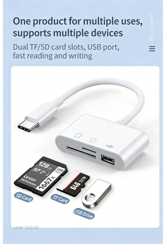 TYPE-C 3-in-1 Multifunctional Card Reader