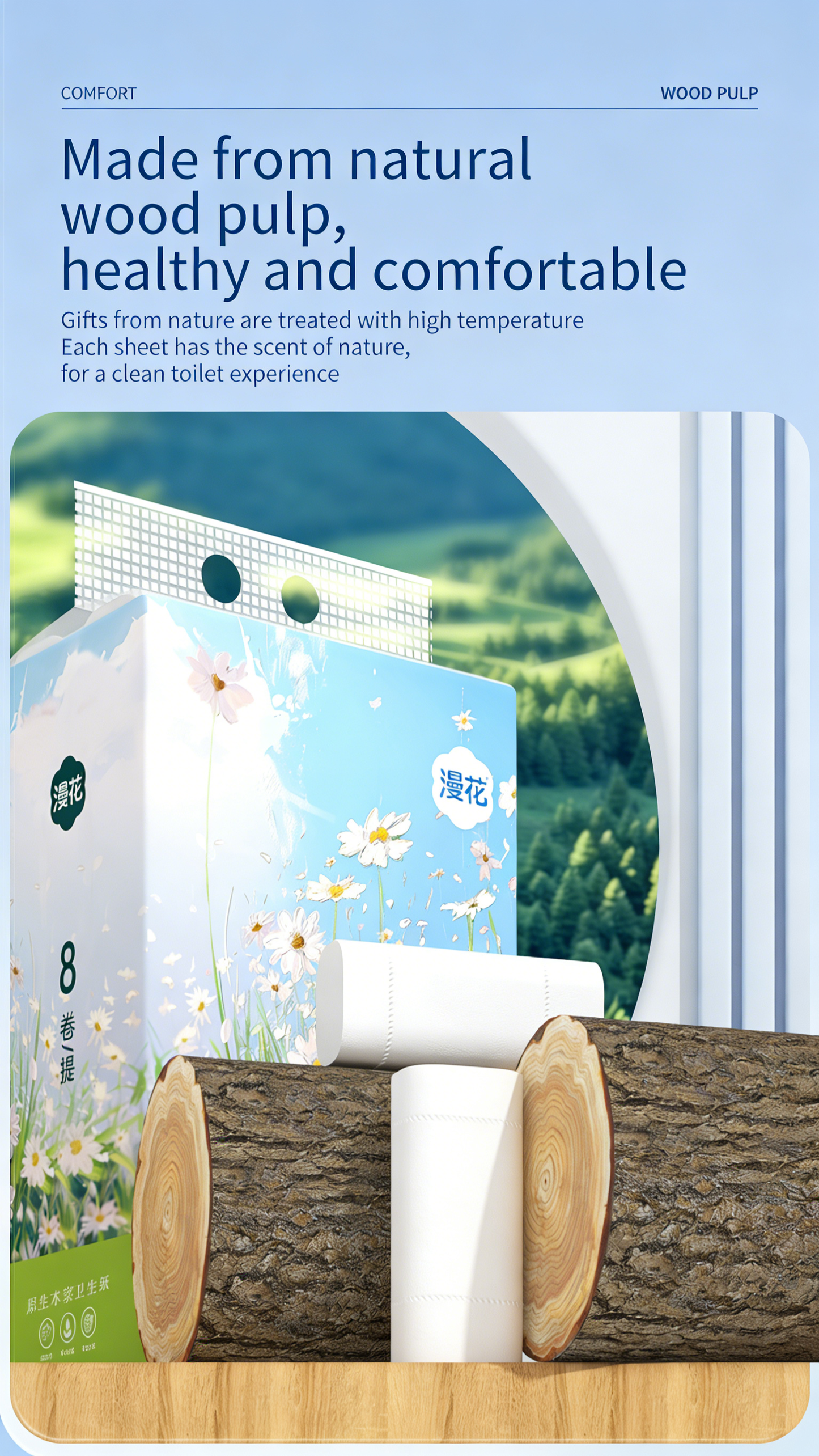 8-Roll Pack of Virgin Wood Pulp 5-Ply Coreless Toilet Paper